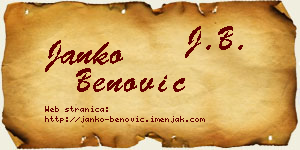 Janko Benović vizit kartica